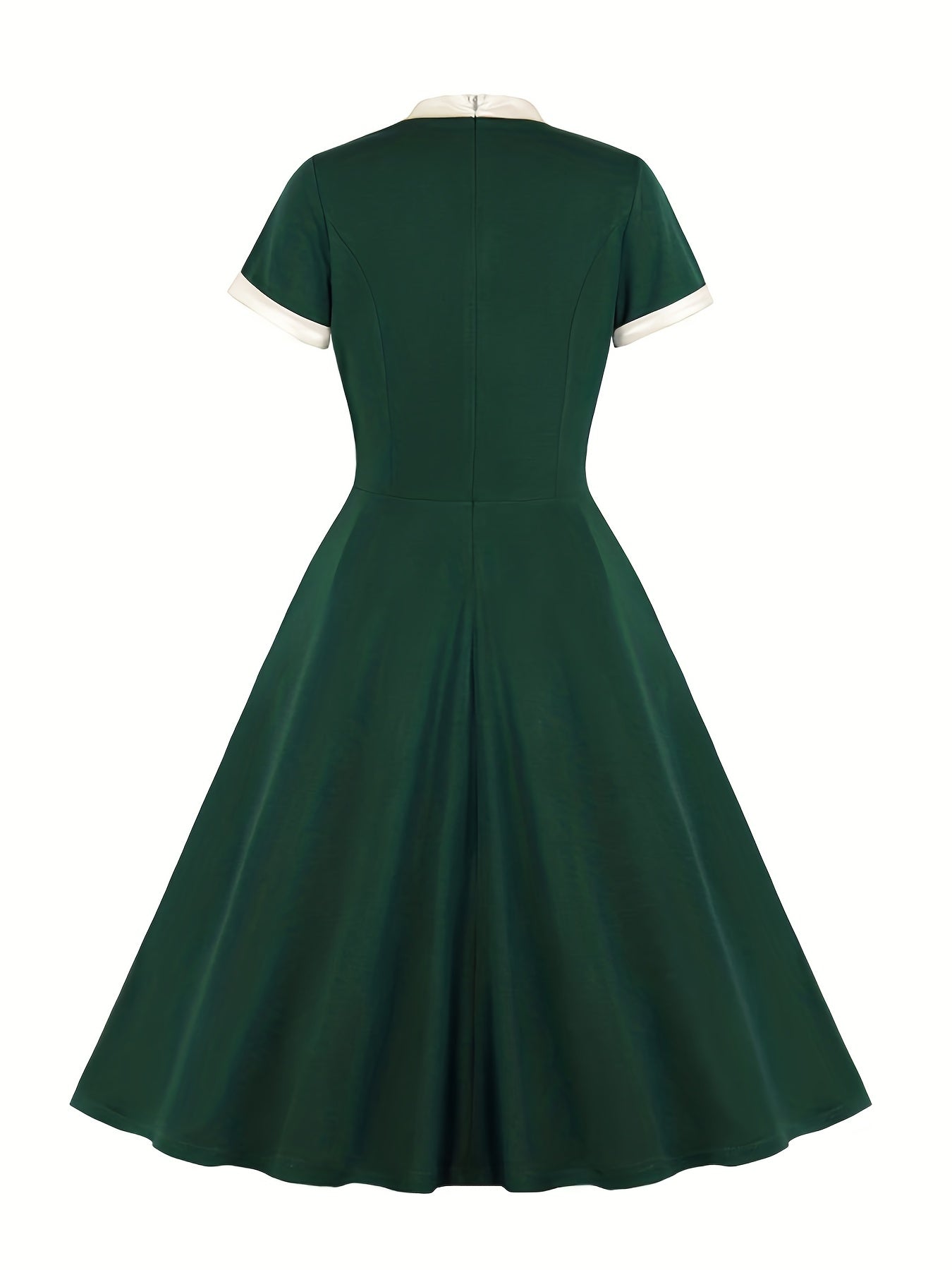 Plus-Size Colorblock Bow Knot Swing Dress