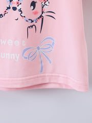 2pcs Girls Easter Rabbit T Shirts & Polka Dot Shorts Set Kids Summer Clothes