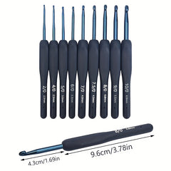 5pcs Stainless Steel Crochet Tool Set Soft Handle Hooks Ergonomic Grip