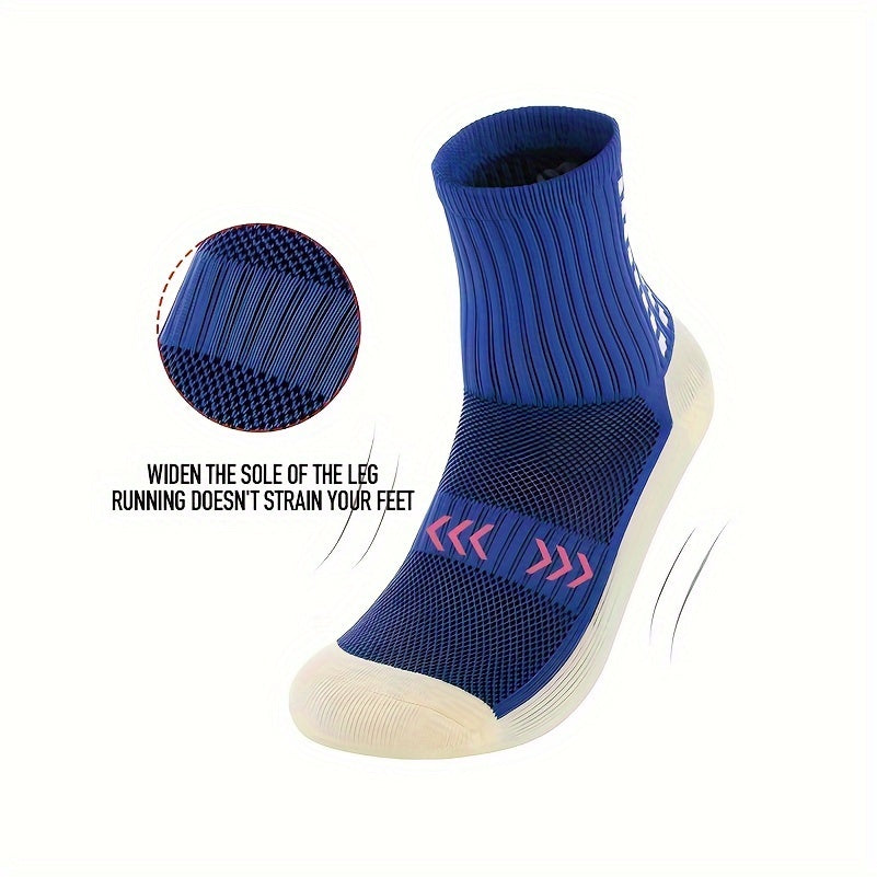 5 Pairs Anti Slip Football Socks Thick Padded Mid Calf Sports Socks