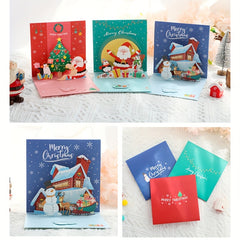3D Christmas Greeting Card Handcraft Flip Gift Blessing Message Small Card