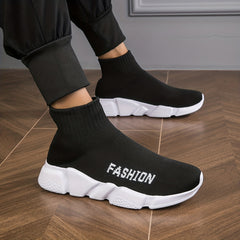 Women's Letter Pattern Knit High Top Platform Sneakers