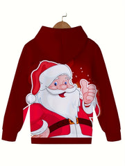 Cartoon Santa Claus Graphic Hooded Sweatshirt Kids Christmas