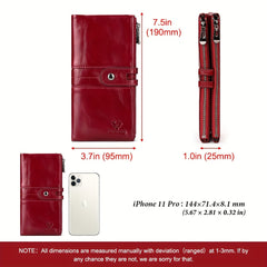 Women's Top Grain Leather Bi fold Wallet with Snap Closure