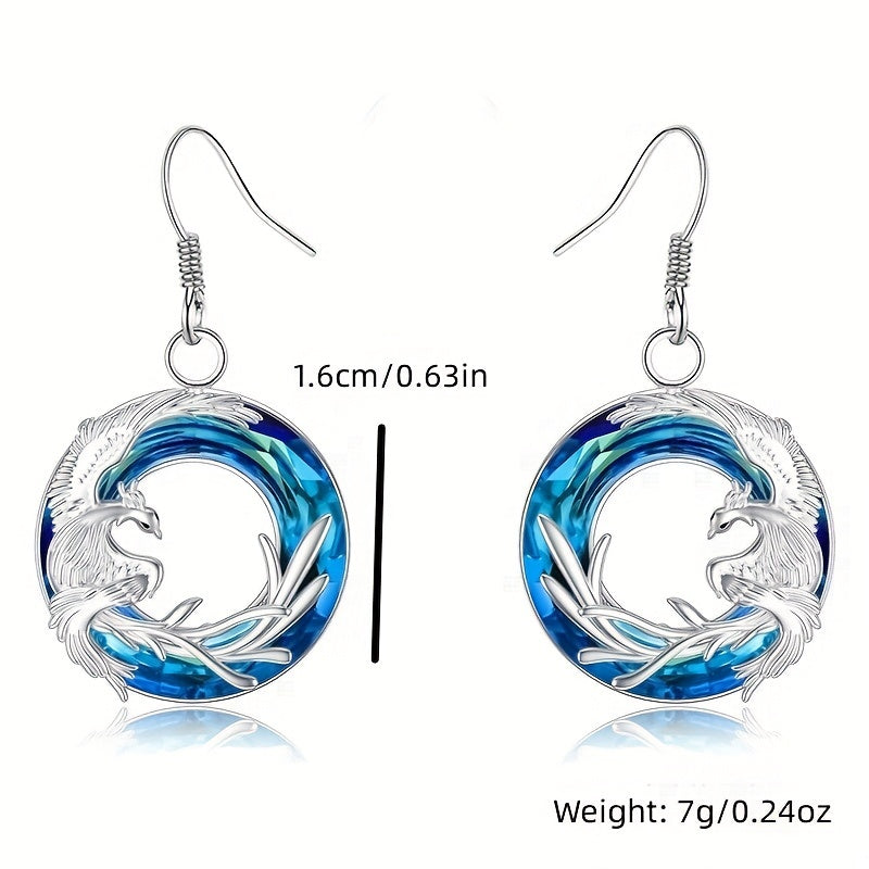 Funky Silver Phoenix Round Earrings for Men Women