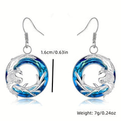 Funky Silver Phoenix Round Earrings for Men Women