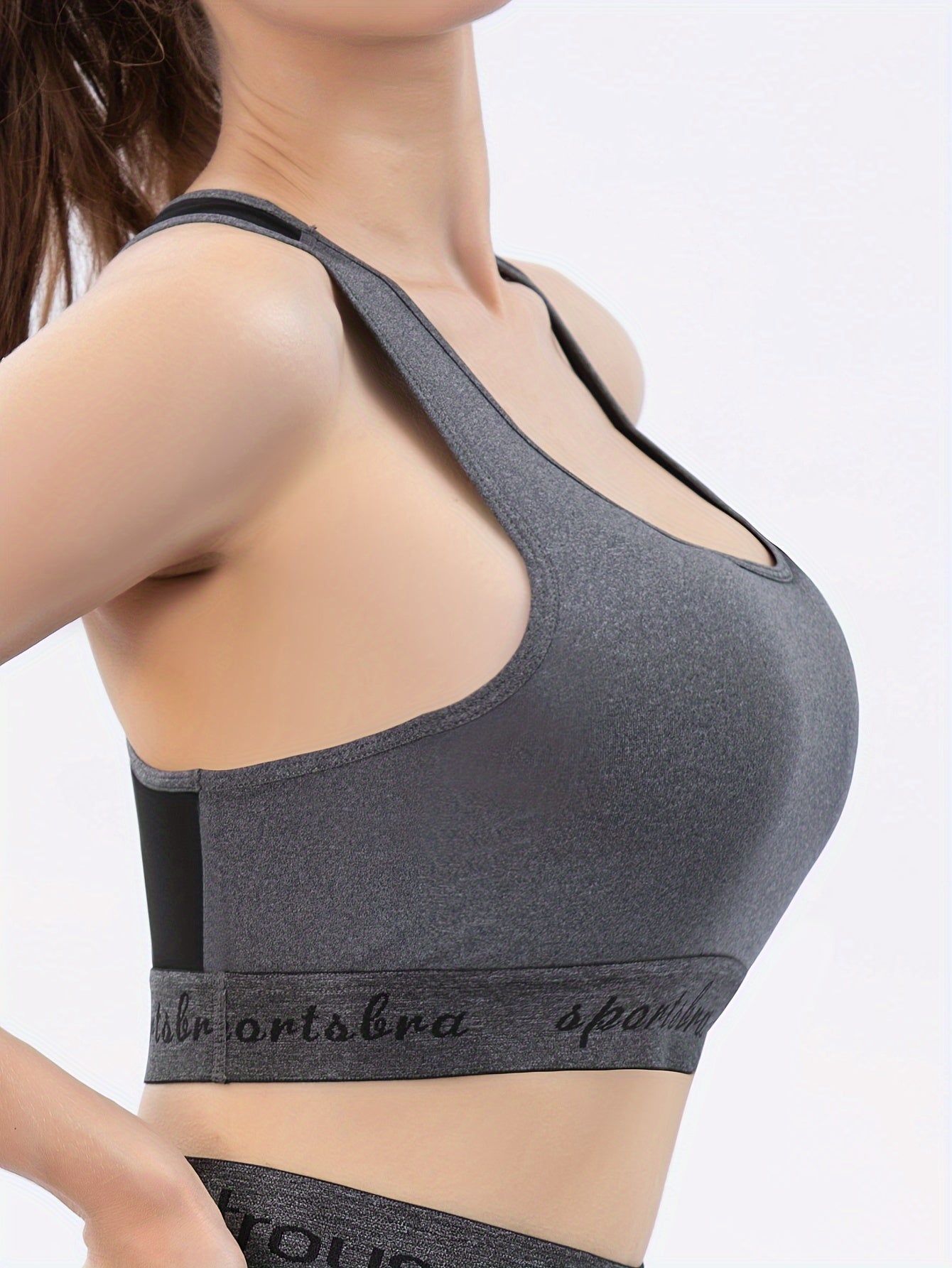 Colorblock Letter Print Sports Bra Women's Lingerie