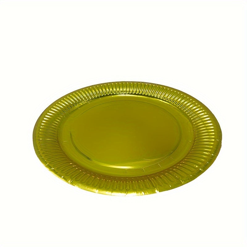 20pcs Golden Paper Dinner Plates Party Supplies Christmas Halloween Gift