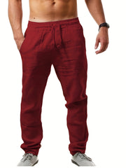 Solid Drawstring Sweatpants Loose Fit Pants Men's Casual Joggers