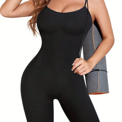 Ribbed Yoga Jumpsuit Sports Cami Romper Women's Activewear