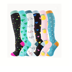 6 Pairs Copper Compression Socks Circulation 10-20 mmHg Knee High Socks