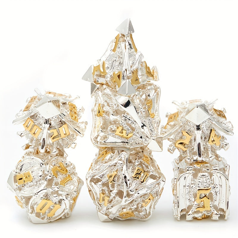7pcs Hollow Metal Dice Set Board Game Gift