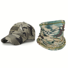 American Flag Patch Baseball Cap & Face Mask Set - Outdoor Riding Equipment