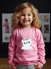 Adorable Flower Bear Crew Neck Sweatshirt Kids Christmas Gift