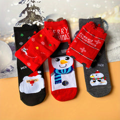 5 Pairs Christmas Print Socks Comfy & Mid Tube Socks Women
