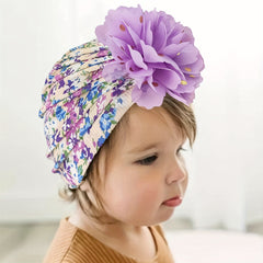 Floral Chiffon Flower Baby Hat Beanie Knotted Turban Hat