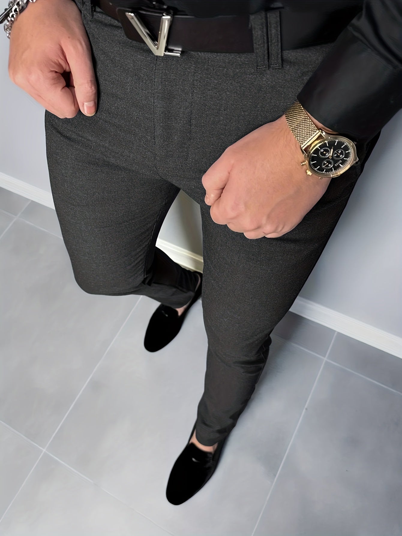 Men's Vintage Style Stretch Dress Pants for Business