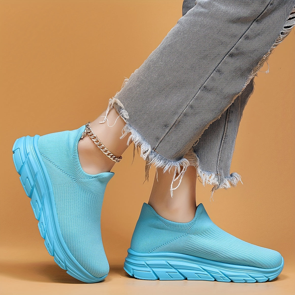 Mesh Slip On Breathable Flying Woven Shoes Soft Comfort Shock Absorption
