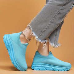 Mesh Slip On Breathable Flying Woven Shoes Soft Comfort Shock Absorption