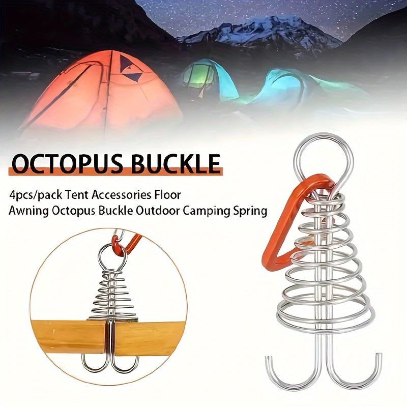 8pcs Tent Pegs w/ Stainless Steel Spring Carabiner for Camping Tents