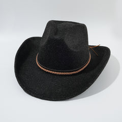 Wide Brim Hat Autumn Winter Retro Jazz Cowboy Wool Felt Hat