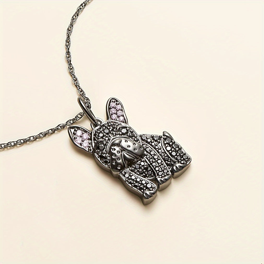 French Bulldog Rhinestone Pendant Necklace Pet Dog Jewelry