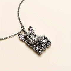 French Bulldog Rhinestone Pendant Necklace Pet Dog Jewelry