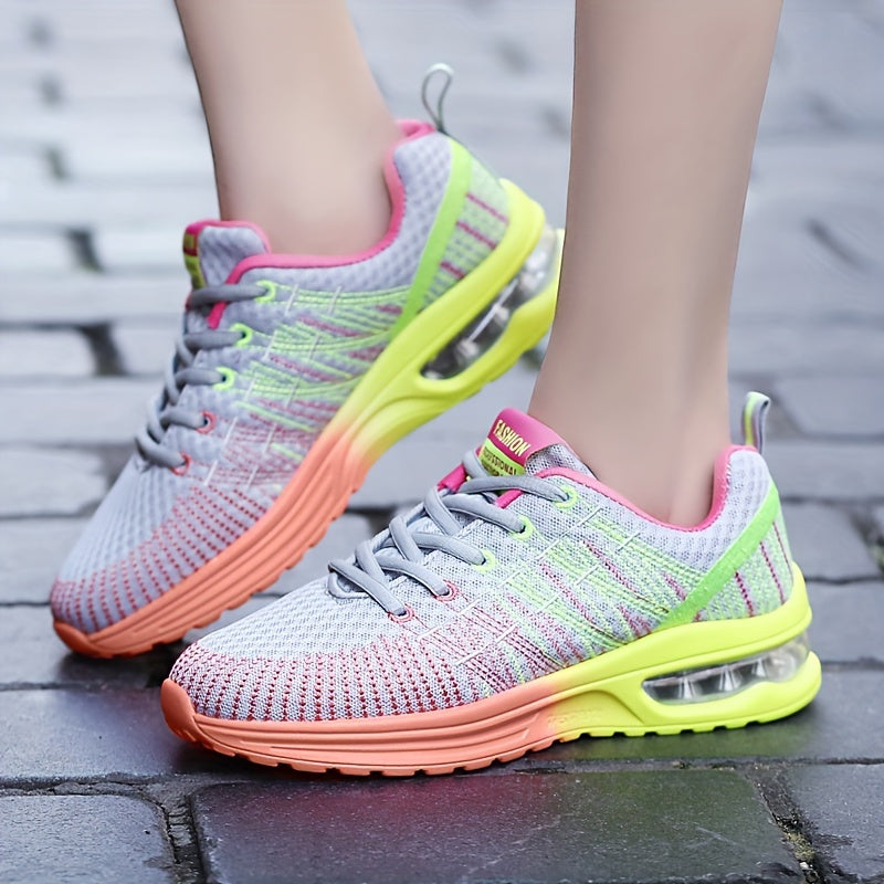 Women's Stylish Mesh Running Shoes Air Cushion Sneakers Lace Up
