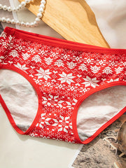 Maple Leaf Print Red Briefs Comfy Stretchy Intimates Panties Women's Lingerie