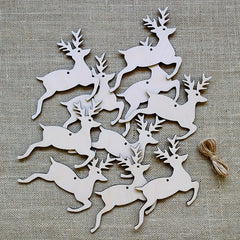 10pcs Elk Wood Crafts DIY Christmas Tree Hanging Decorations