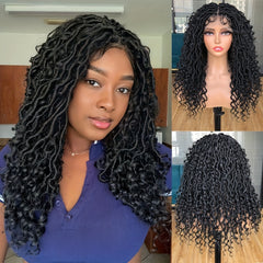 45 72 Cm Full Lace Faux Locs Wigs with Baby Hair Synthetic Fiber Full Lace Wigs