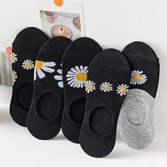 5 Pairs Floral Ankle Socks Breathable Non slip Women Stockings