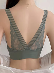 3pcs Lace Wireless Bras Full Coverage Bra Women's Lingerie