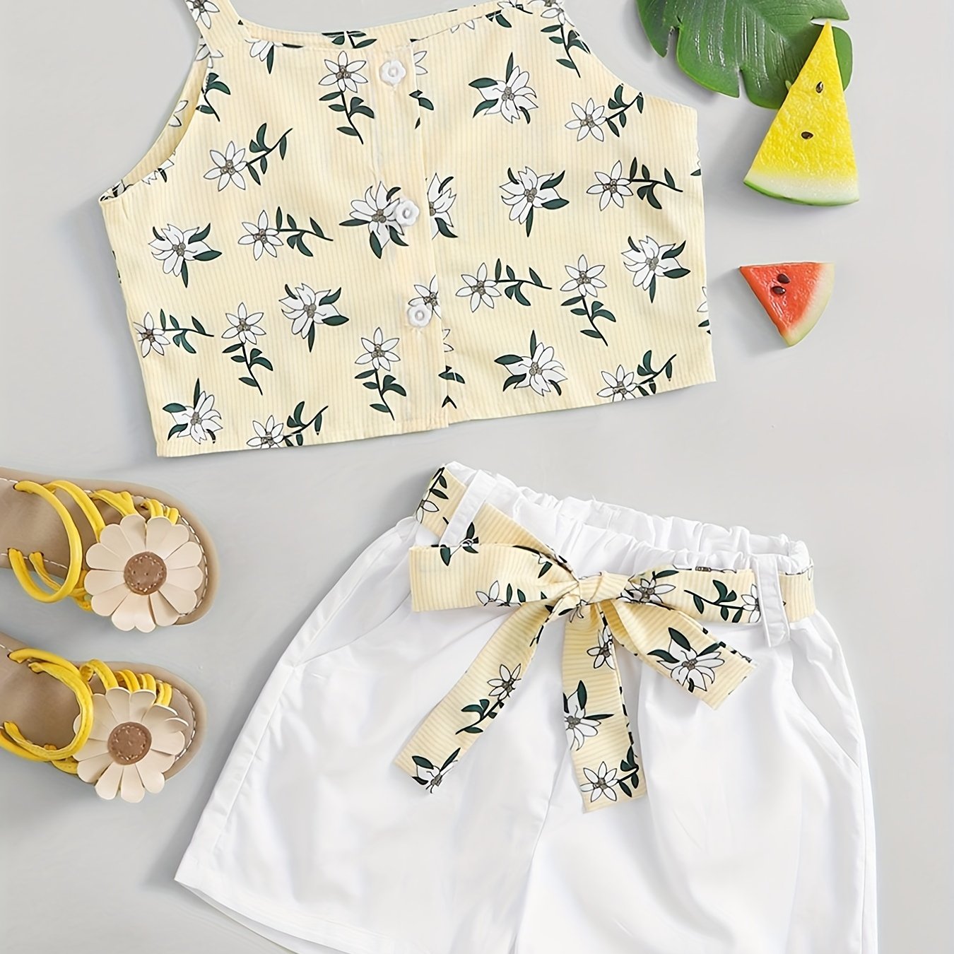 Girls Flower Cami Top & Shorts Set for Summer Beach Party