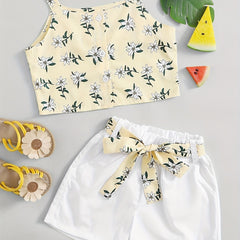 Girls Flower Cami Top & Shorts Set for Summer Beach Party
