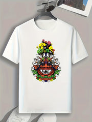 Monster Print Men's Graphic T-shirt for Summer