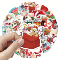 50 Christmas Stickers for Motorcycle Helmet & Water Cup, Waterproof & Durable