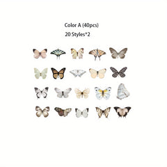 40pcs Butterfly Stickers Transparent Nature Scrapbook Supplies