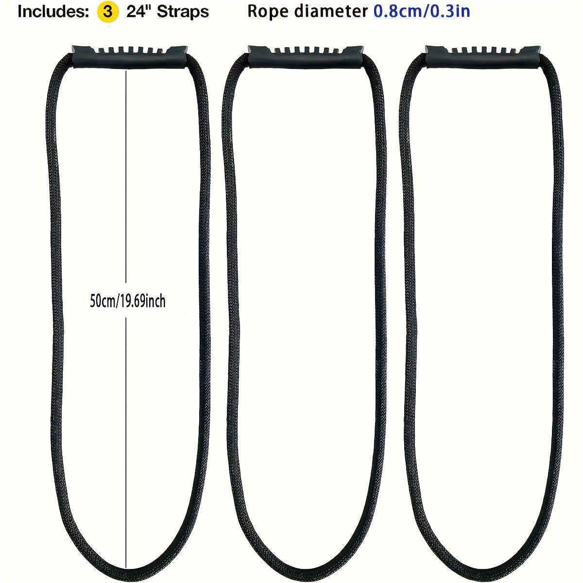 3pcs 24in Storage Strap With Handle Extension Cord Organizer