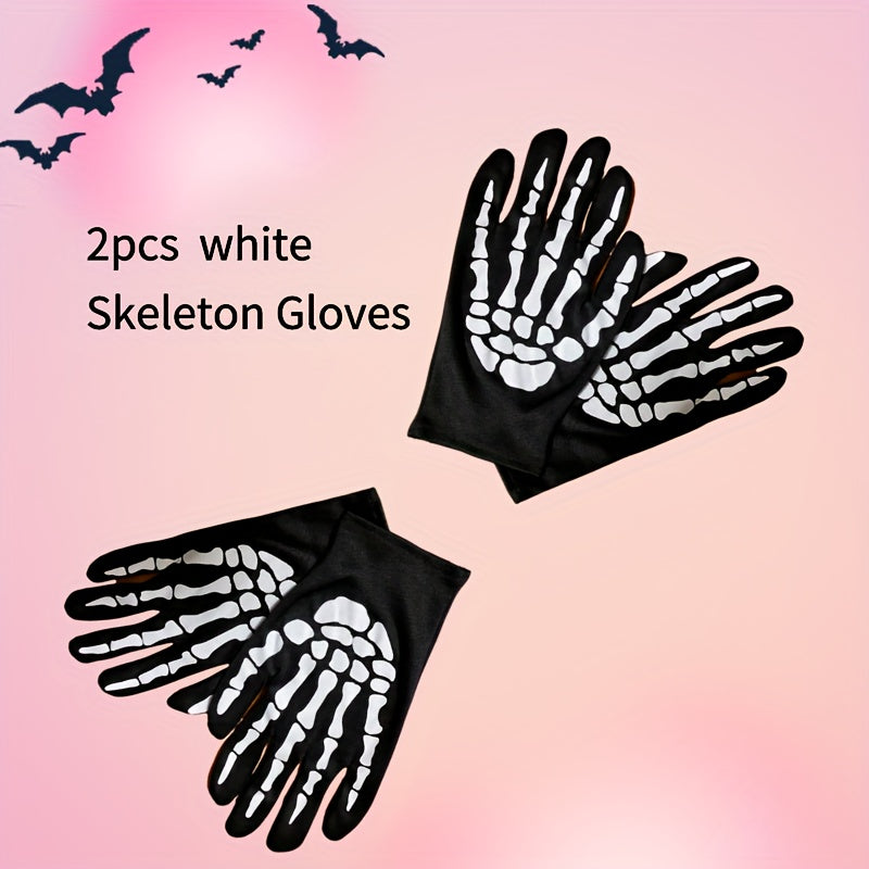 Skull Gloves Halloween Ghost Gloves Party Props Yellow Green Gloves