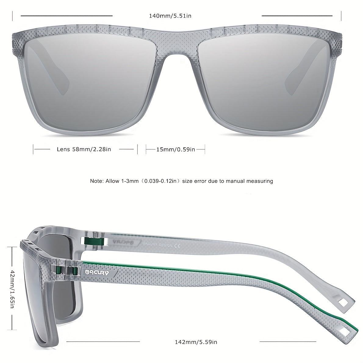BACURY Men's Polarized Sports Sunglasses Lightweight Sun Glasses