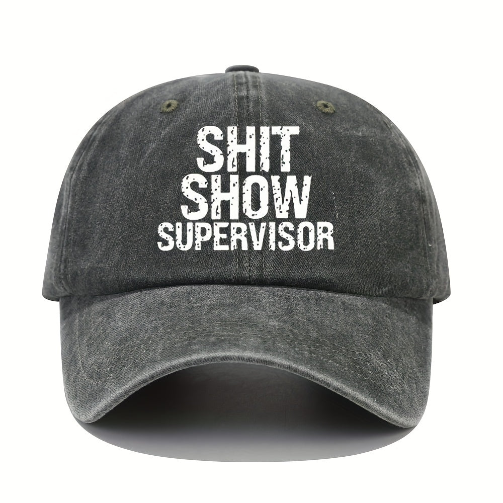 Distressed Baseball Cap Letter Printed Dad Hat Hip Hop Adjustable Sun Hat