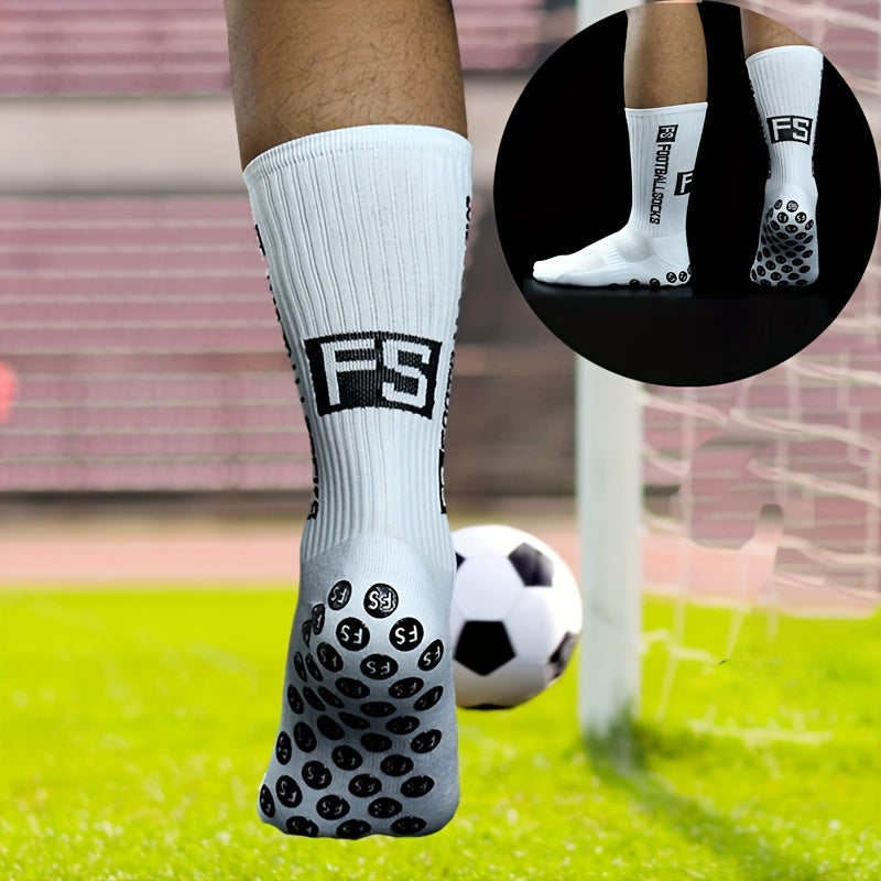 4 Pairs Anti Slip Football Socks Crew Athletic Socks