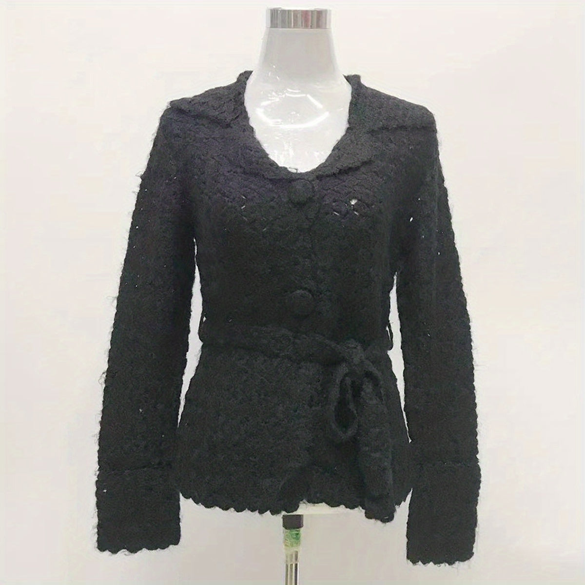 Long Sleeve Solid Knit Shawl Cape for Women