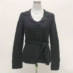 Long Sleeve Solid Knit Shawl Cape for Women