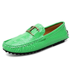 Green Metal Buckled Loafers Anti slip Flat Casual Shoes