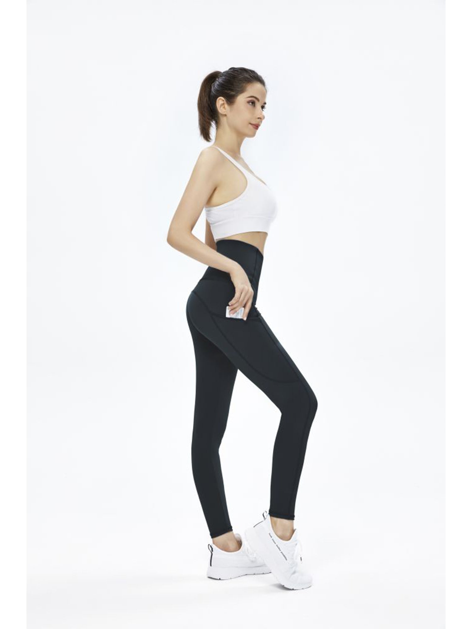 Women's Solid Yoga Pants Side Pockets Four Sides Stretch Leggings