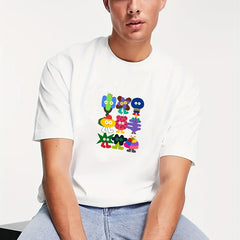 Men's Cartoon Doodles Pattern T shirt Active Slightly Stretch Tee