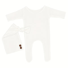 Newborn Photography Knit Outfit Jumpsuit & Hat Set