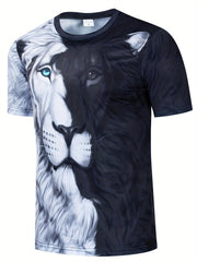Men's Lion Graphic T-shirt 3D Digital Print Casual Tee